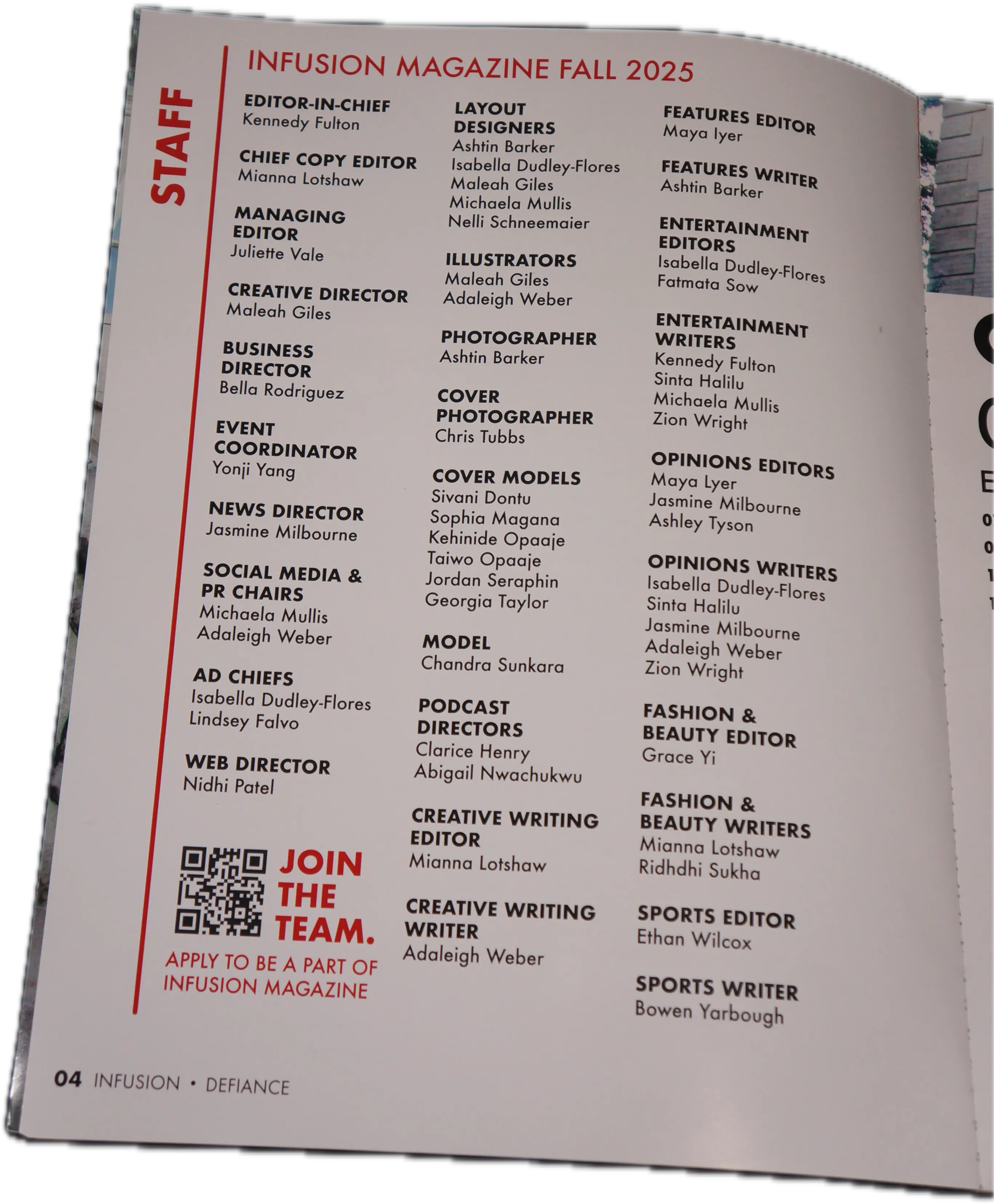 Staff page listing: Fashion & Beauty Editor.