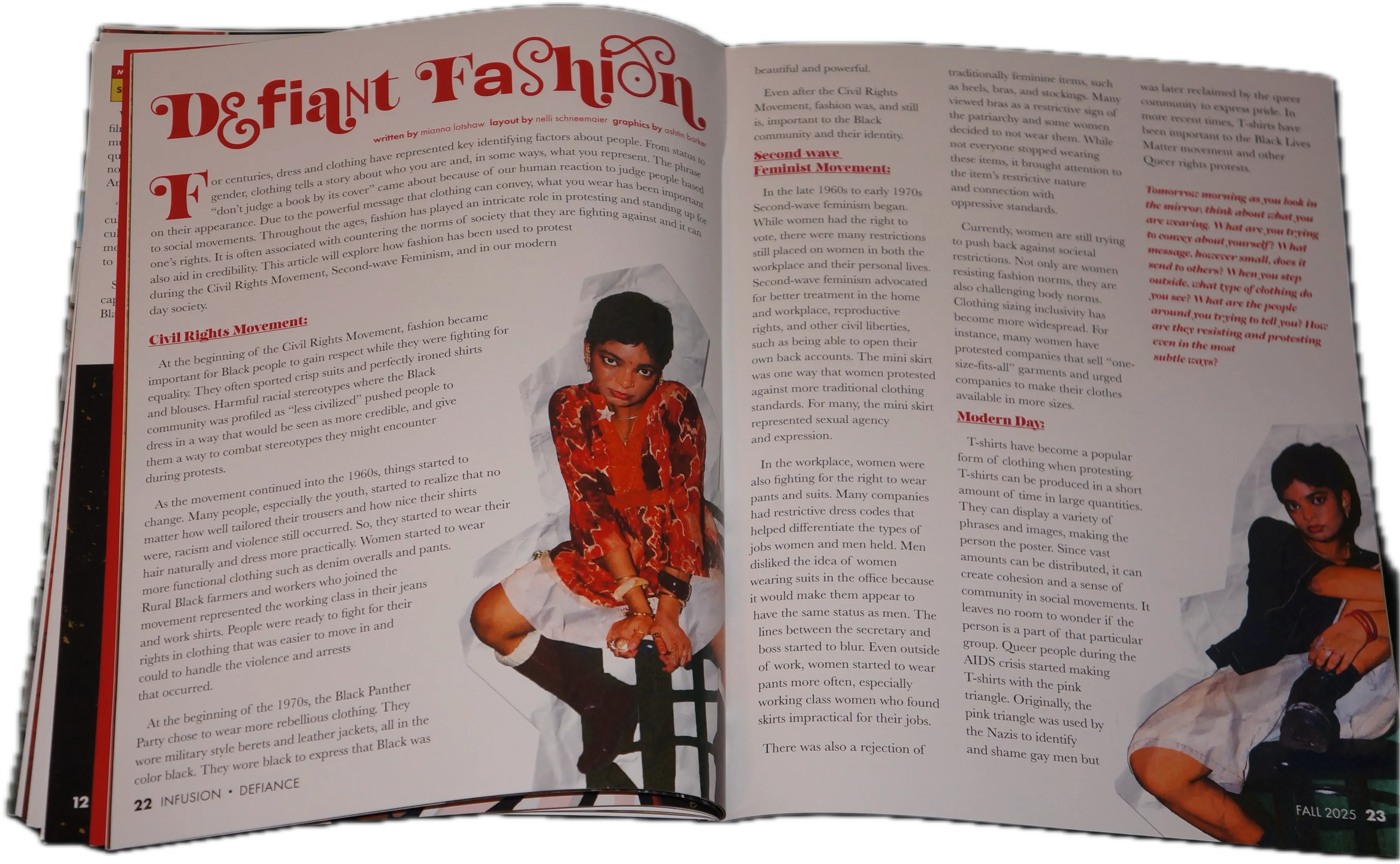 “Defiant Fashion” feature spread.
